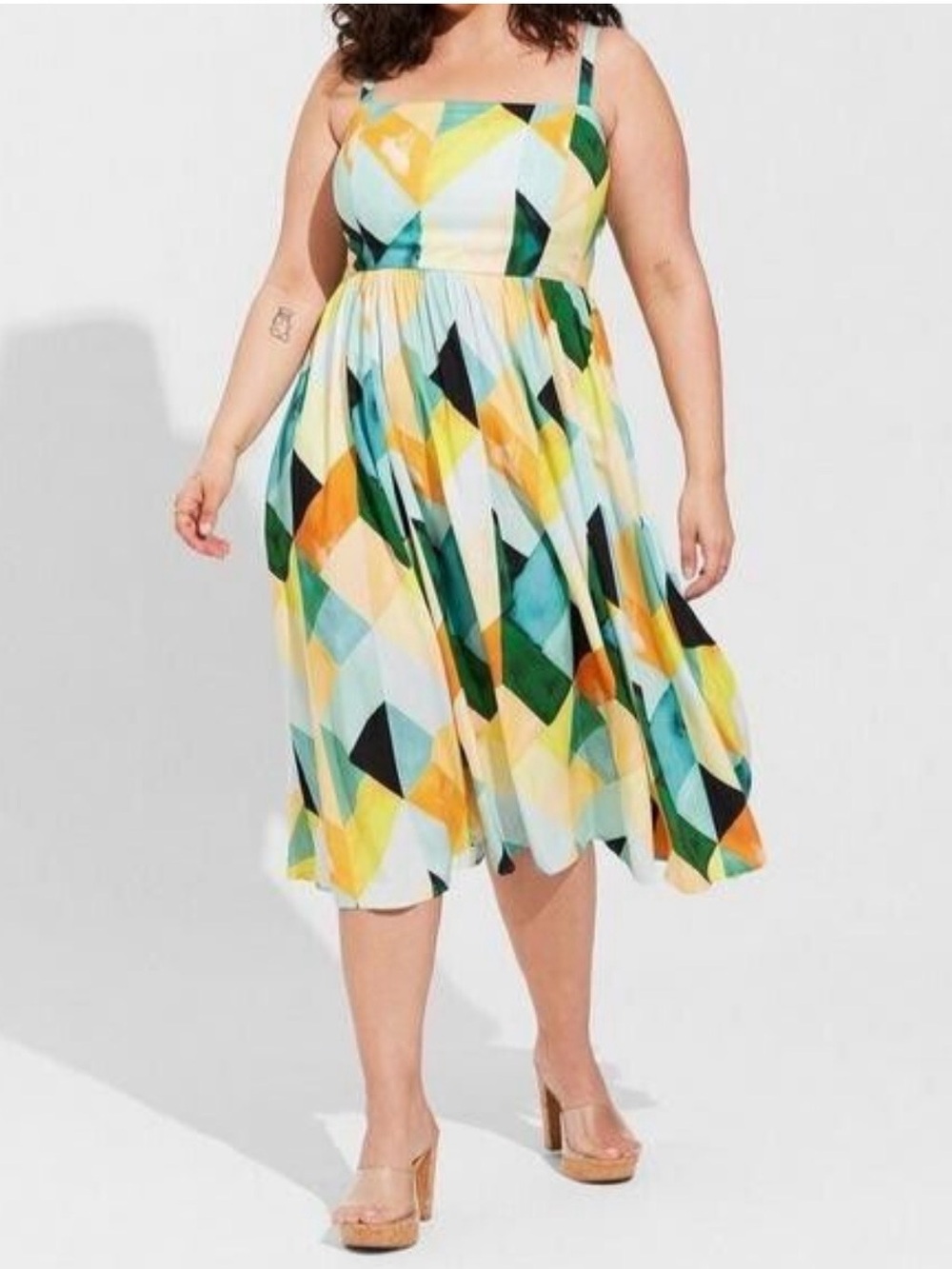 Torrid‎ Sleeveless Empire Cut Flowy MIDI Sundress in Geometric Print Summer